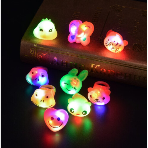 12PCS Flashing Rings Jelly Led Bumpy Rubber Ring Party Light Up Rings 1