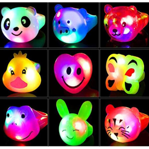 12PCS Flashing Rings Jelly Led Bumpy Rubber Ring Party Light Up Rings 2