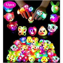 12PCS Flashing Rings Jelly Led Bumpy Rubber Ring Party Light Up Rings