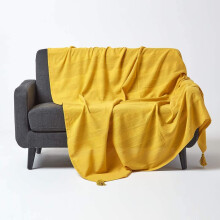 (225 x 255 cm, Yellow) Cotton Rajput Ribbed Throw