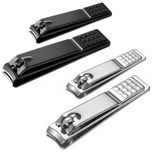 (Chrome) 2 Pcs Nail Clippers Set Fingernail & Toenail Clippers High Carbon Steel Perfect Grip Nail Cutters
