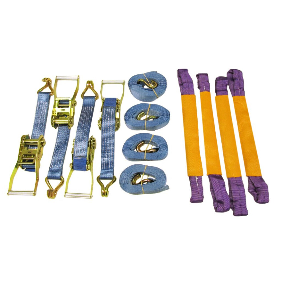Recovery Ratchet Sets 50Mm 4M 5T X4 (Round Slings Tie Down Straps) 707152577915