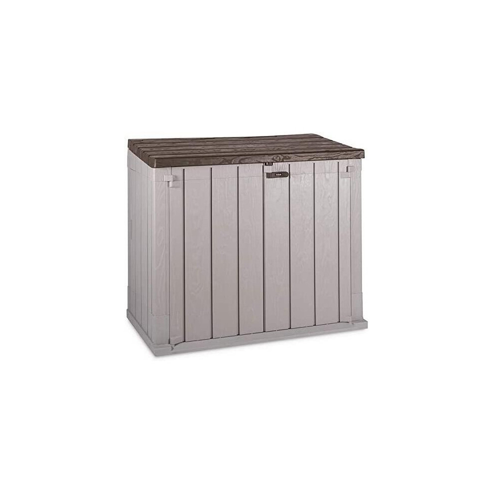 Toomax Stora Way Outdoor Tool Box, Recycled Polypropylene with Wood Effect (842L, Taupe Grey/Brown)