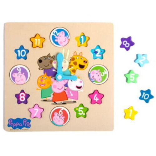 Peppa Pig Holzformsortierer Lernzeit Farben &amp; Formen Uhr 2