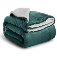 (Emerald Green, SINGLE: 130cm x 150cm) Sherpa Mink Blanket Reversible Throw Single Double King Size