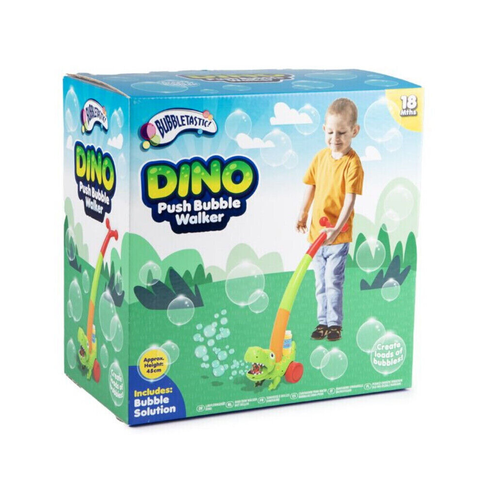 Dino Dinosaur Push Along Bubble Walker Maker Machine Blower Party Toy