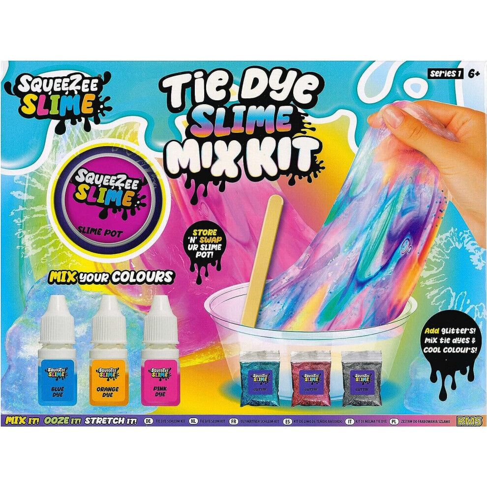 Grafix Tie Dye Slime Mix Up Kit Make Your Own Multi Colour Glitter Slime Childrens Set