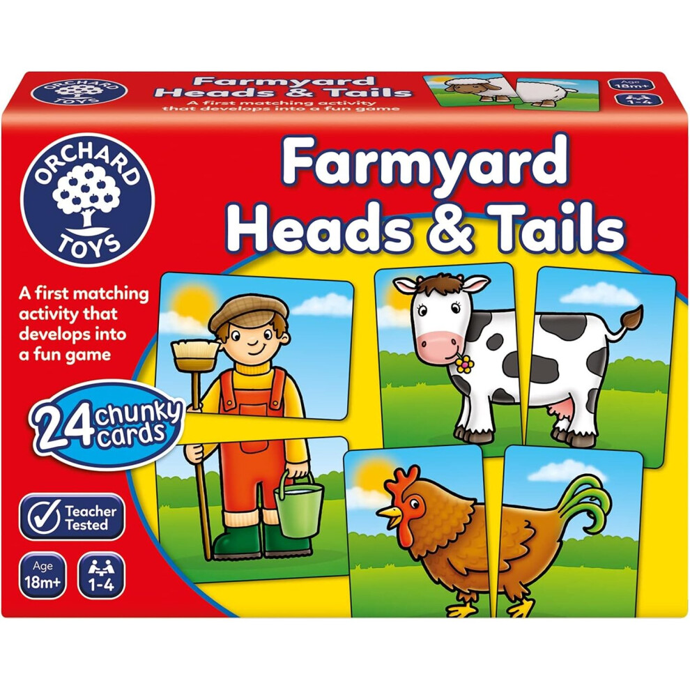 Orchard Toys Farmyard Heads and Tails Game, Memory Matching Pairs Card Game, Educational Games and Toys for Toddler and Preschool, 18-Month-Old and Up