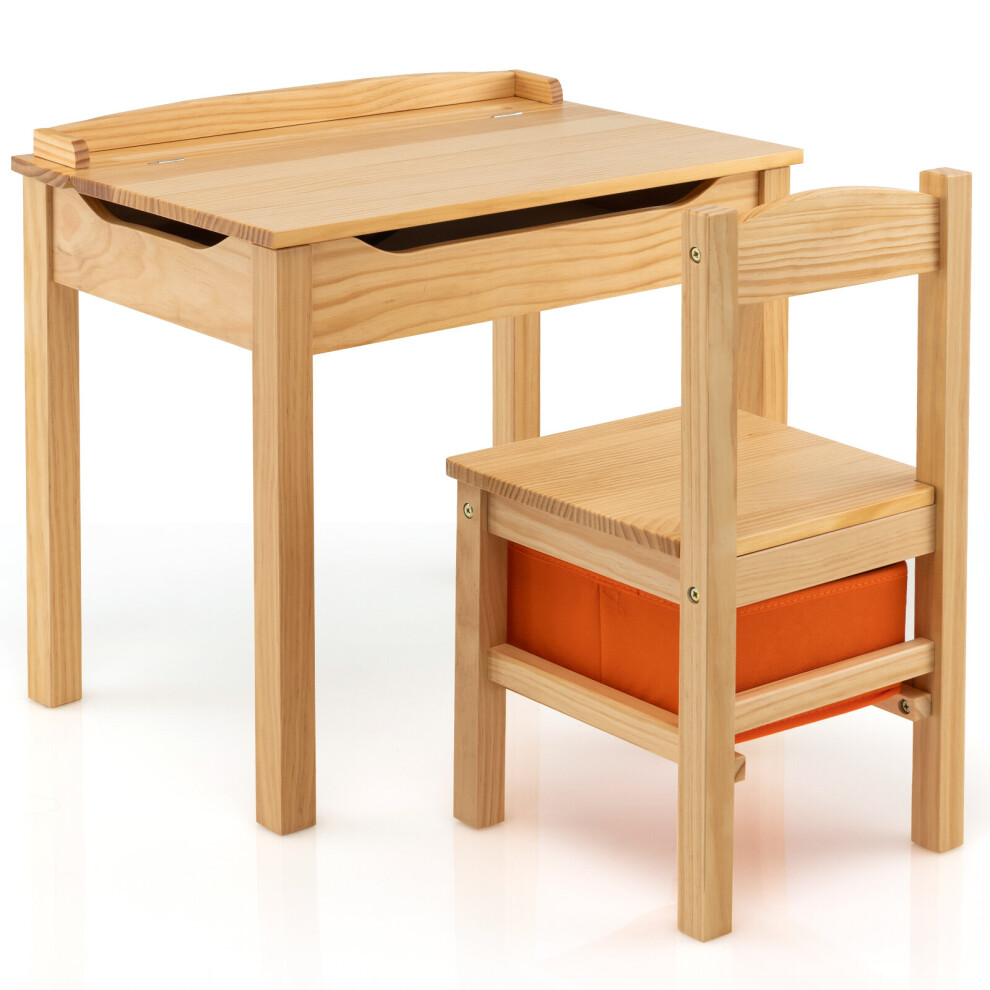 Kids Table Chair Set Wood Activity Table Toddler Study Desk w/Flip Top
