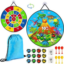 26 Double Sided Foldable Kids Dart Board Set Dinosaur/Unicorn Theme  12 Velcro 6 Darts Storage Bag Indoor Outdoor Party Games Toys Gifts  Boys Girls