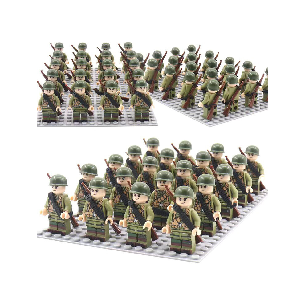 Bysion (Us Army) 24Pcs Military Wwii Figures Blocks,Military And War Action Figures With Weapons?Includes Base Plate?