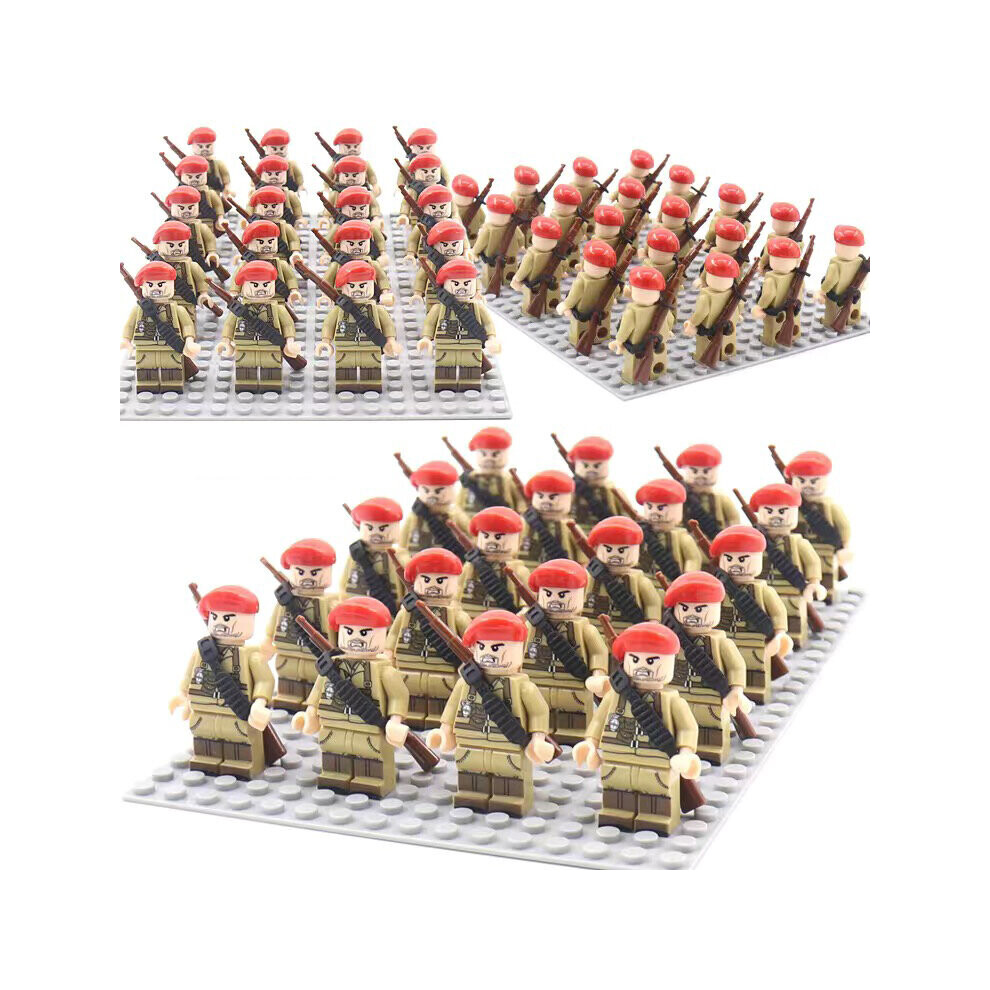 (British Army) 24PCS Military WWII Figures Blocks,Military and War Action Figures with Weapons?Includes Base Plate?-image-OPC-PC29VRM-NEW
