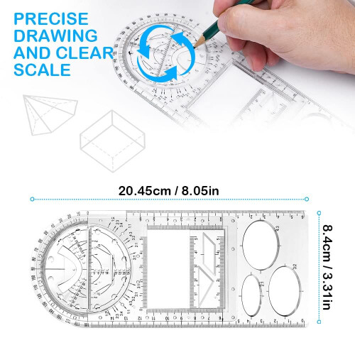 Multifunctional Geometric Ruler, Drawing Template Measuring Tool  Measuring Draft Rulers 2