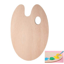 Wooden Paint Palette, Paint Mixing Palette with Thumb Hole for Oil Paint Acrylic Watercolor