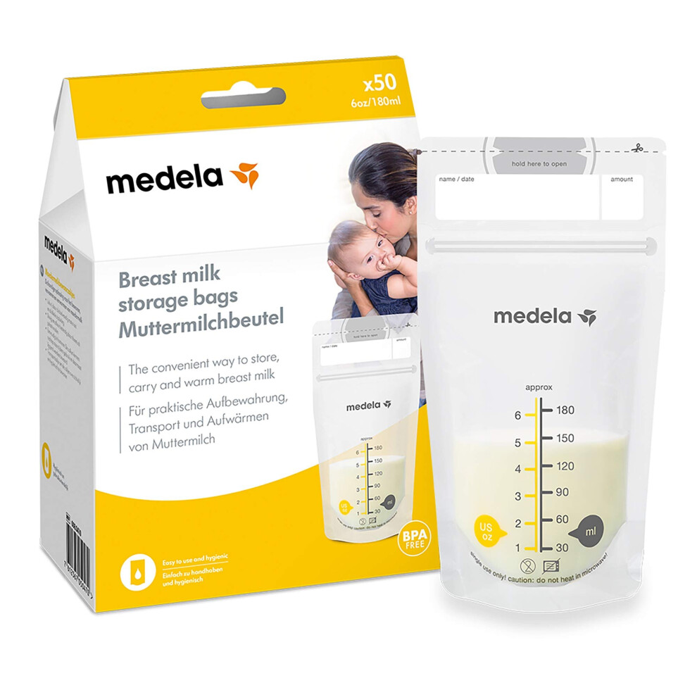 Set of 180 ml Breast Milk Storage Bags - Pack of 50 BPA-free breast milk collection pouches