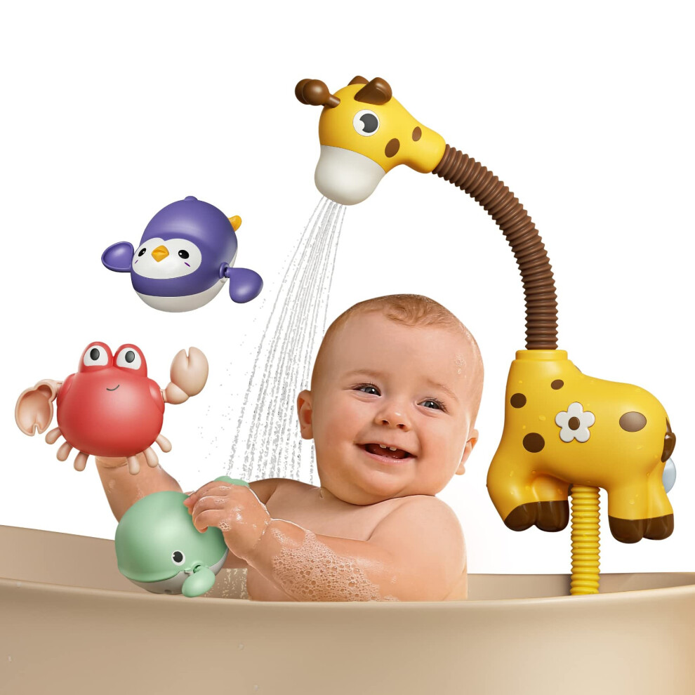 Baby Bath Toy Giraffe Shower Head,Bathtub Water Pump Bathing Time for Toddlers Infants Kids