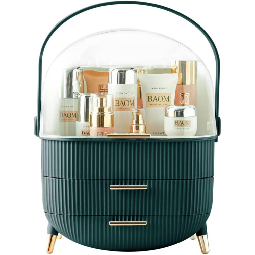 Multi-Function Make Up Case Dustproof Cosmetic Storage Box, Skin Care Products Finishing Box , green 1