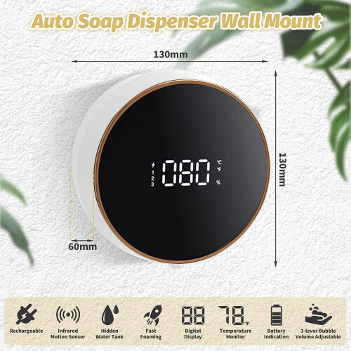 Soap Dispenser Wall Mounted, Touchless Hand Sanitizer Dispenser, USB Charging Wall-mounted (White) 2