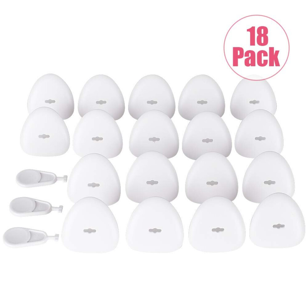 Three-Hole Socket Covers Baby Safety Outlet Plug Covers to Prevent Electric Shock (18 Pack, White)