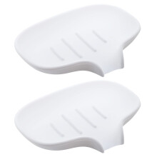 2 Silicone White Soap Dish, Self Draining Soap Holder, Soap Dish for Bathroom Shower Soap Saver Tray