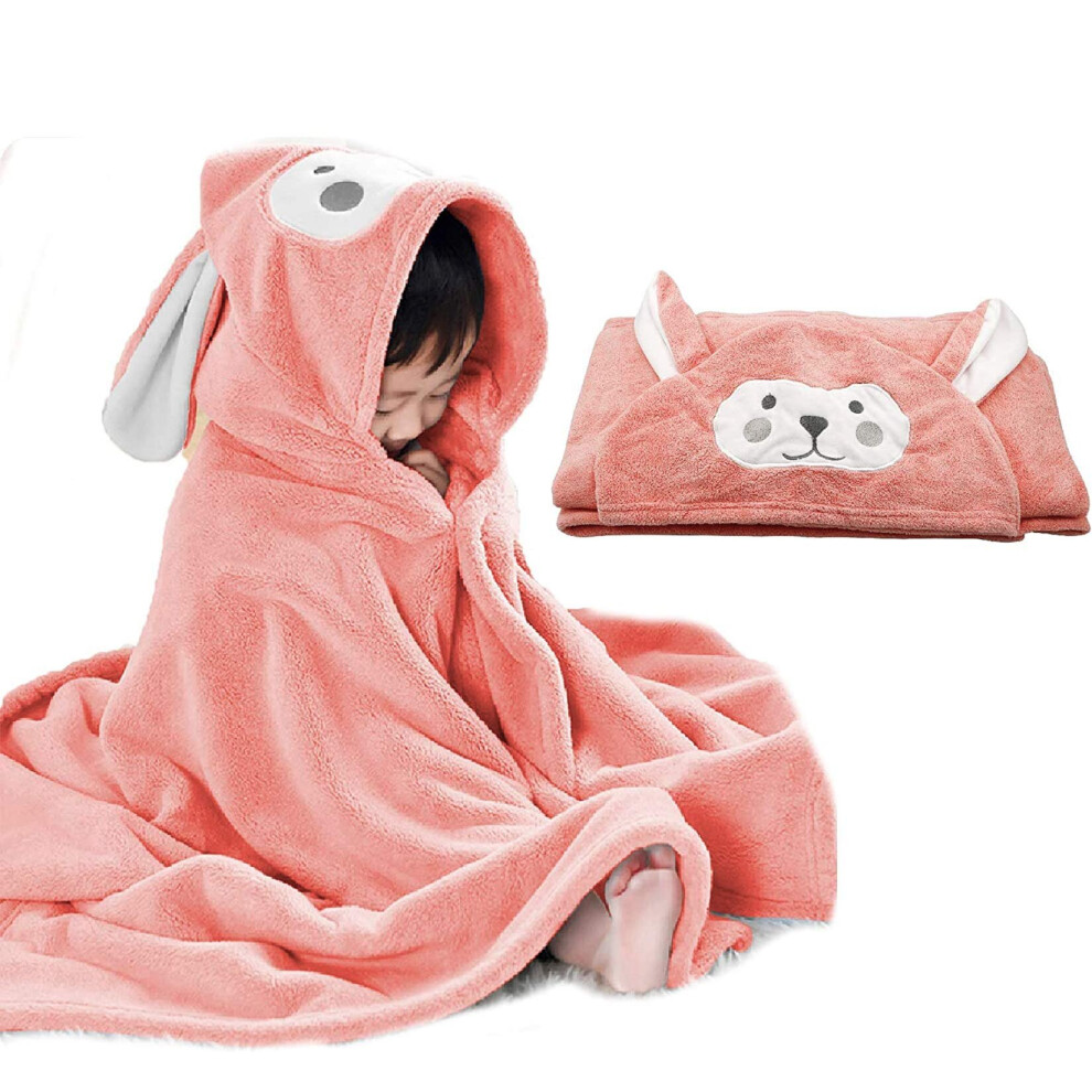 Baby Bath Towel Hooded Ultra Soft Towel Highly Absorbent Bathrobe Blanket Toddlers (Pink)