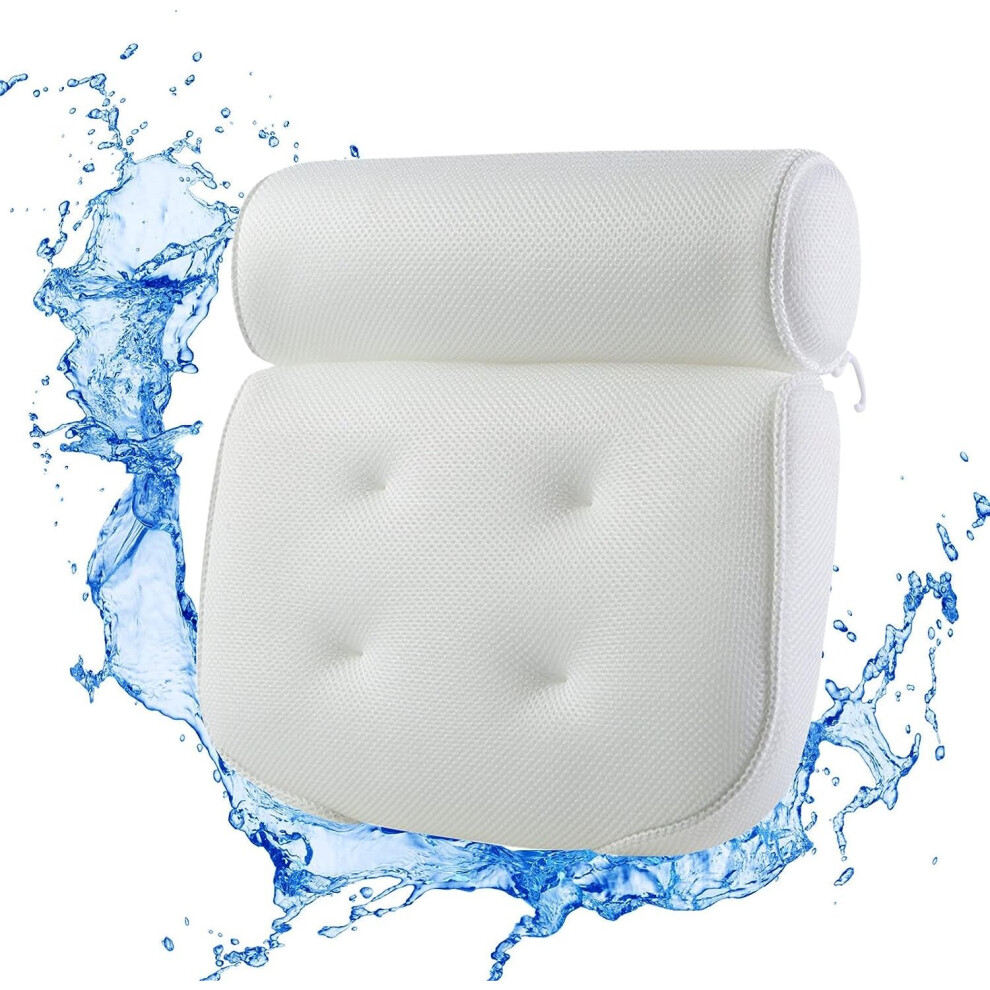 Bath Pillow,4D Air Mesh Bath Pillow for Head And Neck,,White Bathtub Pillow,As Jacuzzi/Spa/ Pillows