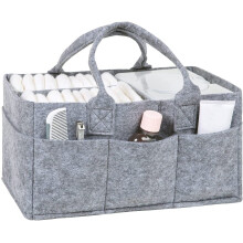 Grey Felt Baby Diaper Caddy Nursery Storage Wipes Bag Nappy Organizer Container (Grey)