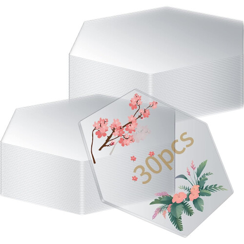 18 Pieces Hexagonal Acrylic Plastic Panel Sheets Signs for Picture Frame Painting DIY