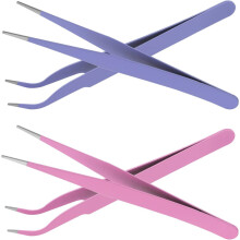 4 Pcs Straight Curved Tweezers, Craft Tweezers, Eyelash Tweezers, Nail Art Rhinestone Tweezers