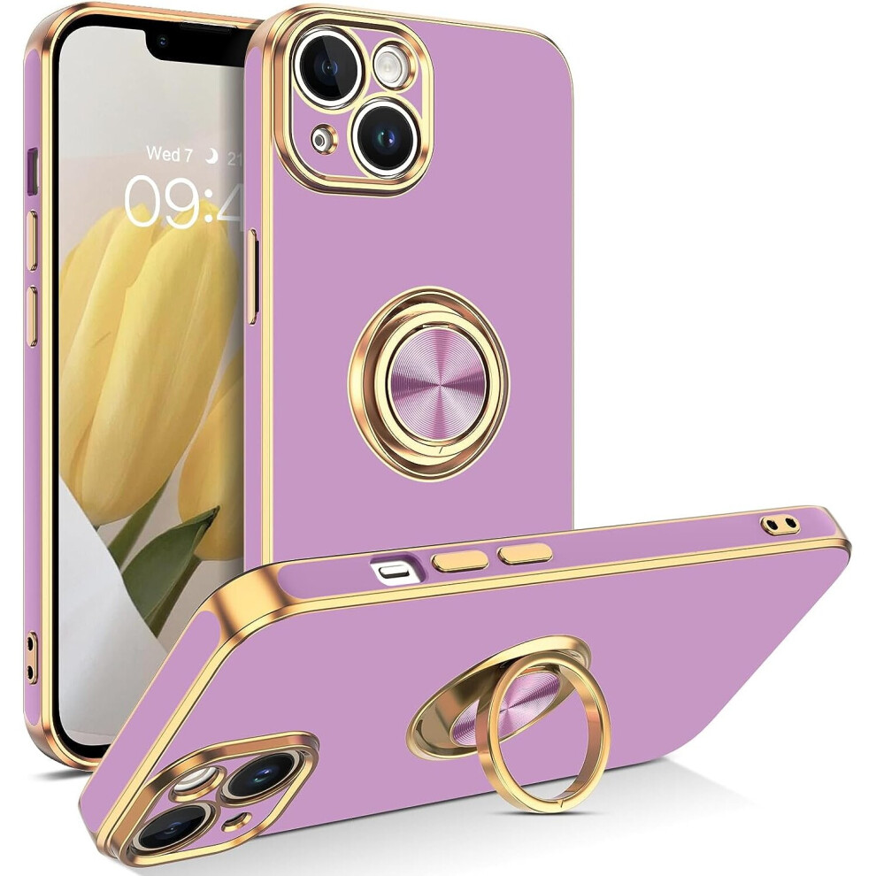 Iphone 14 Case With 360Â¡Ã£ Ring Holder Kickstand Purple/Gold 8325711123711