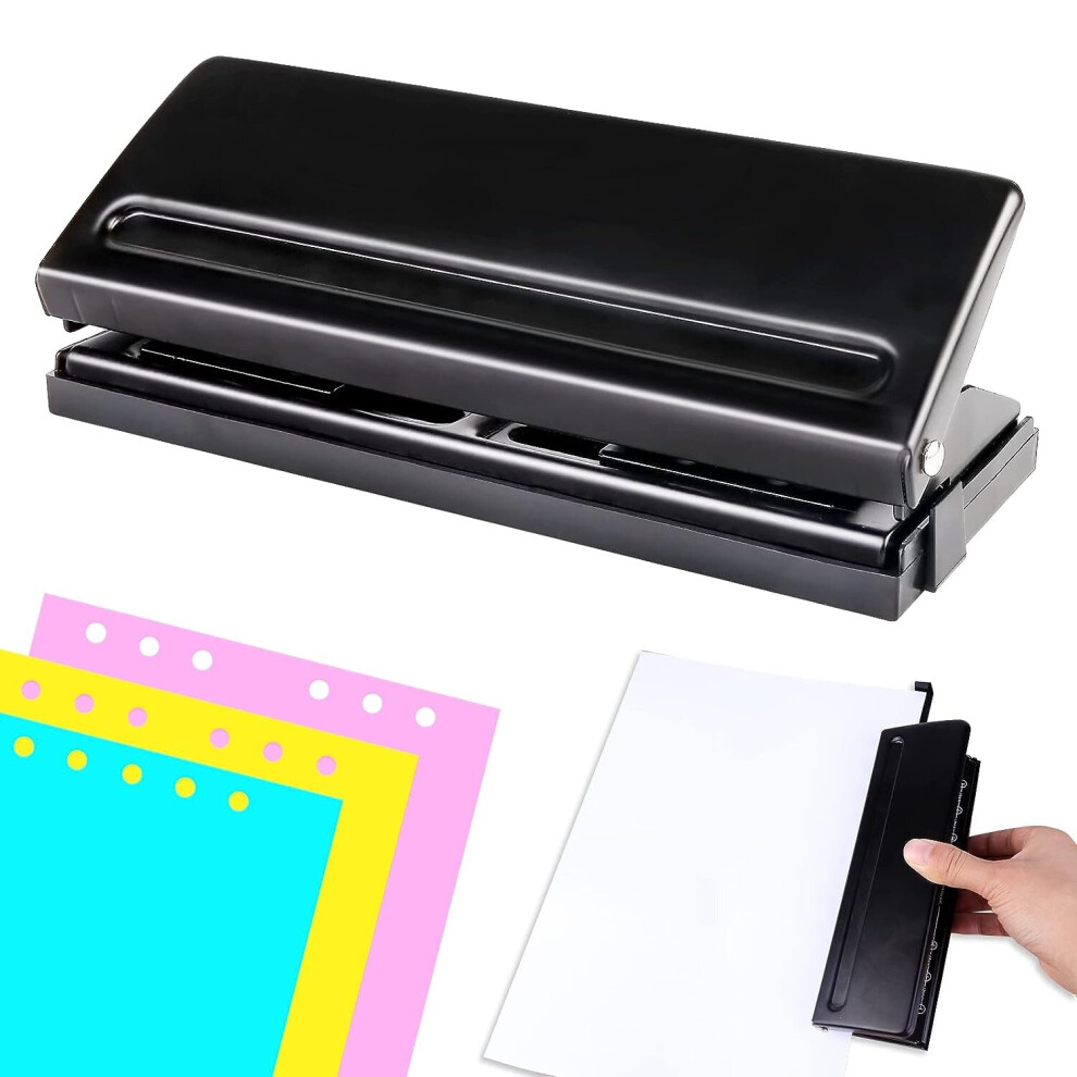 6-Hole Punch, Binder Punch for A4 A5 A6 B7 Organiser Ring Binder-5.5 mm Hole Diameter(Black