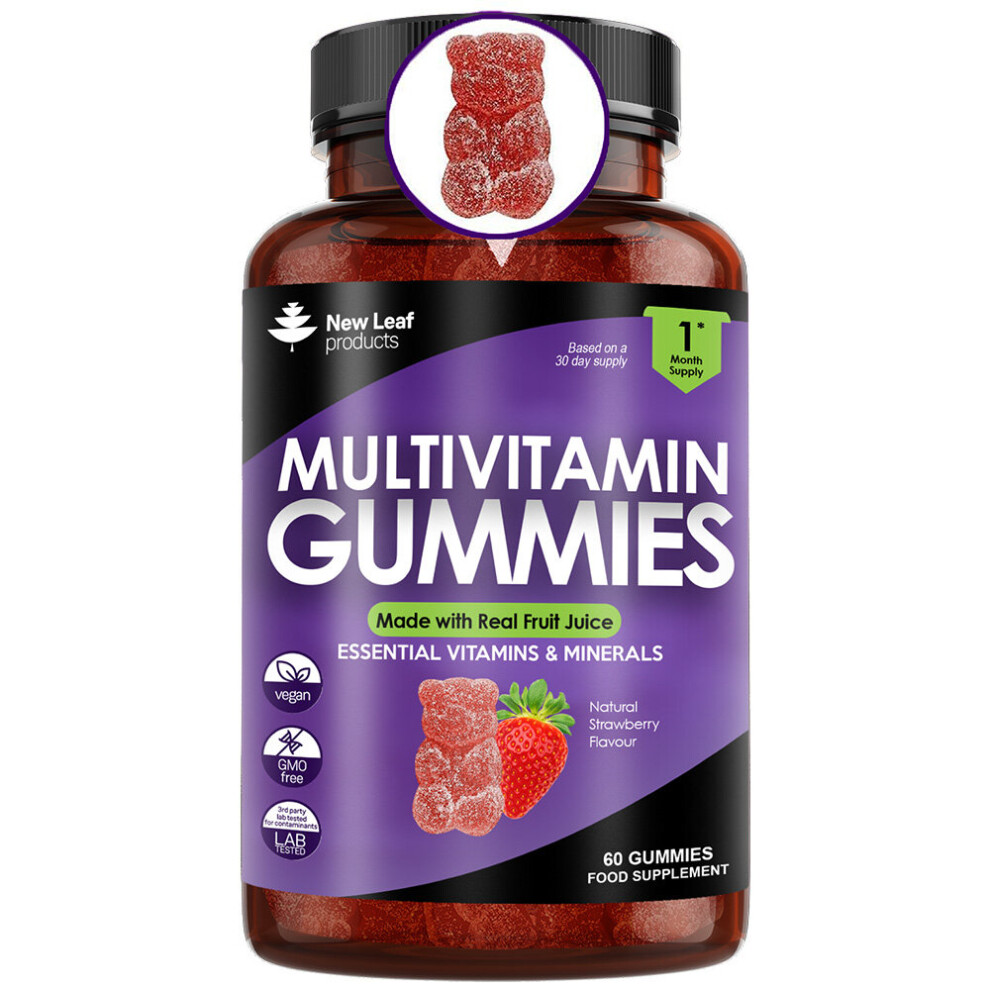 Multivitamin Gummies, 60 High Strength Gummies For Men & Women - Vegetarian +14 Essential Vitamins & Minerals