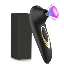 (Black with Box) Clit Sucker Vagina Sucking Vibrator Clitoris Stimulator Blowjob Oral Nipple Licking Sex Toy for Women Masturbator Erotic Product