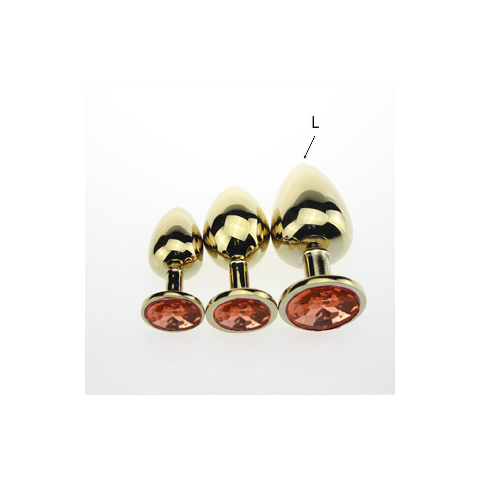 (Yellow-L) S/M/L Size Anal Plug Sex Toys Stainless Steel Metal Anal toys Sex Toys for Adults Women Men Gay Butt Plug Dildo Intimate Goods