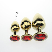 (Red-S) S/M/L Size Anal Plug Sex Toys Stainless Steel Metal Anal toys Sex Toys for Adults Women Men Gay Butt Plug Dildo Intimate Goods
