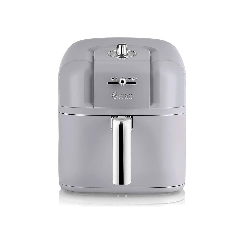 Swan Retro Air Fryer 6 L, Grey, Low Fat Healthy Frying, 80% Less Fat, Rapid Air Circulation, SD10510GRN