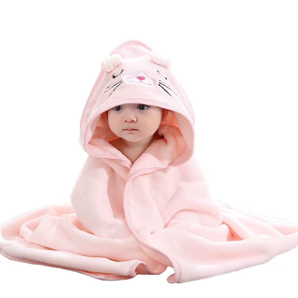 Hooded Baby Towel, Baby Towel With Hood Soft Absorbent Baby Bath Towels, For Newborn Baby (Pink) Pink Yadong