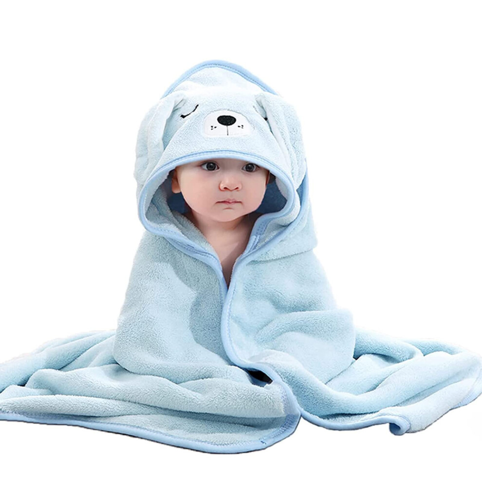 Hooded Baby Towel, Baby Towel With Hood Soft Absorbent Baby Bath Towels, For Newborn Baby (Blue) Blue Yadong