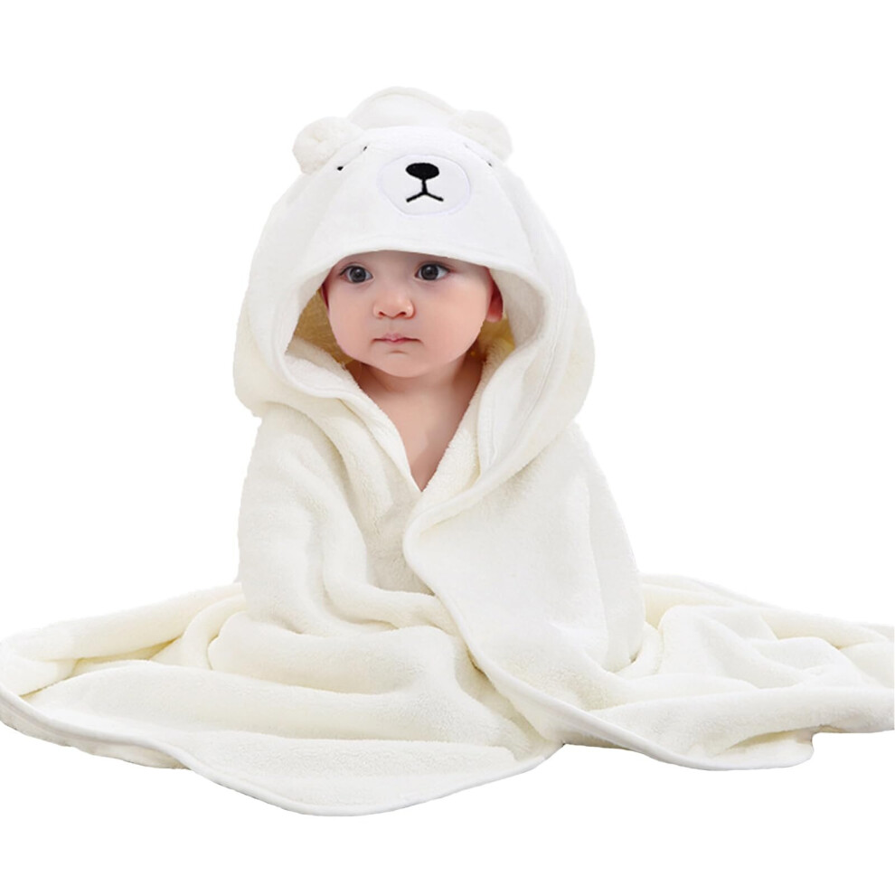 Hooded Baby Towel, Baby Towel with Hood Soft Absorbent Baby Bath Towels, for Newborn Baby (White)