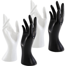 4 Pack Female Mannequin Hand, Hand Ring Display Stand , White & Black, Right Hands