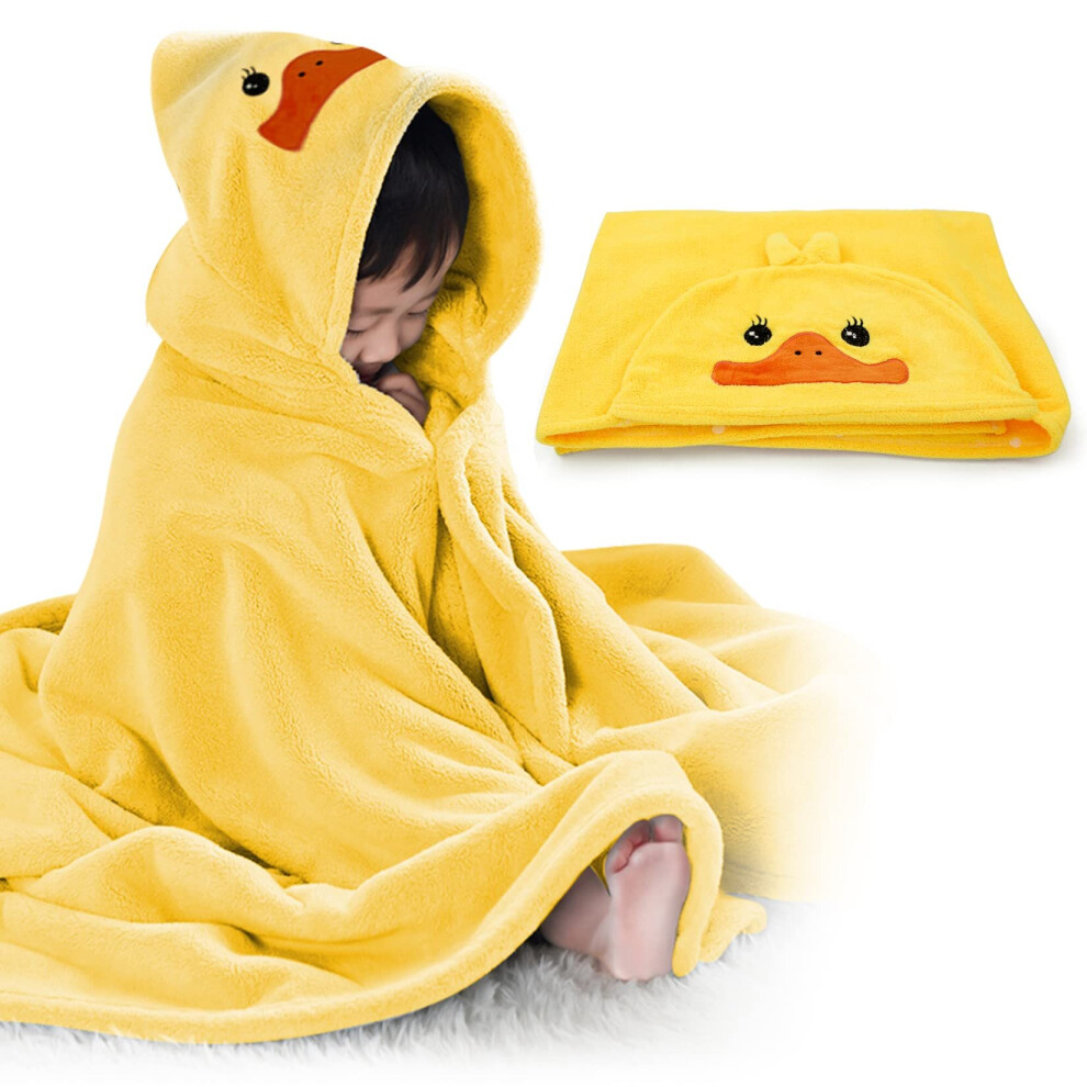Baby Bath Towel Hooded Ultra Soft Towel Highly Absorbent Bathrobe Blanket Toddlers (Yellow)