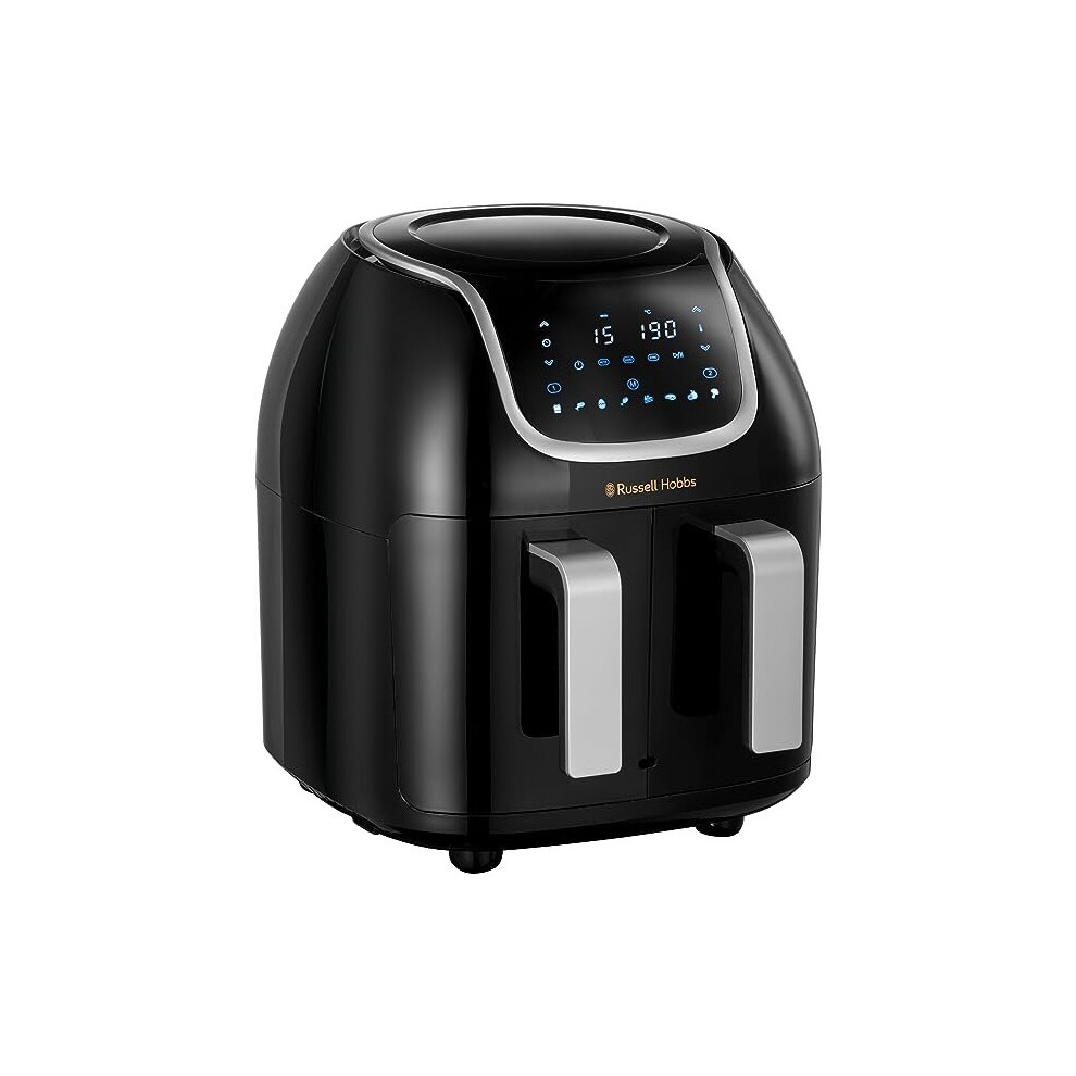 Russell Hobbs 27290 Snappi 8.5L/2x 4.25L Dual Basket Air Fryer - Family Digital Airfryer with Adjustable Drawers and Cooking Synch, Black, 1700W,