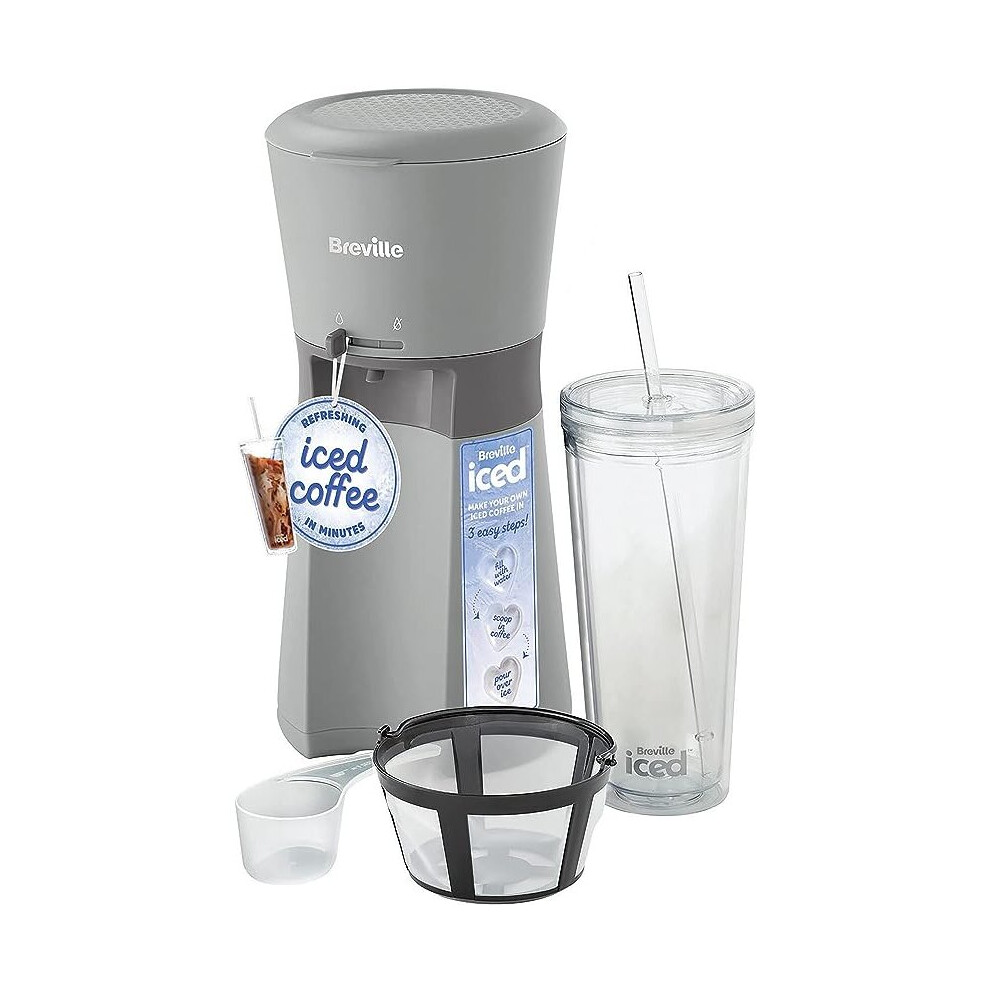 Breville Iced Coffee Maker | Single Serve Iced Coffee Machine Plus Coffee Cup with Straw | Ready in Under 4 Minutes | Grey [VCF155]