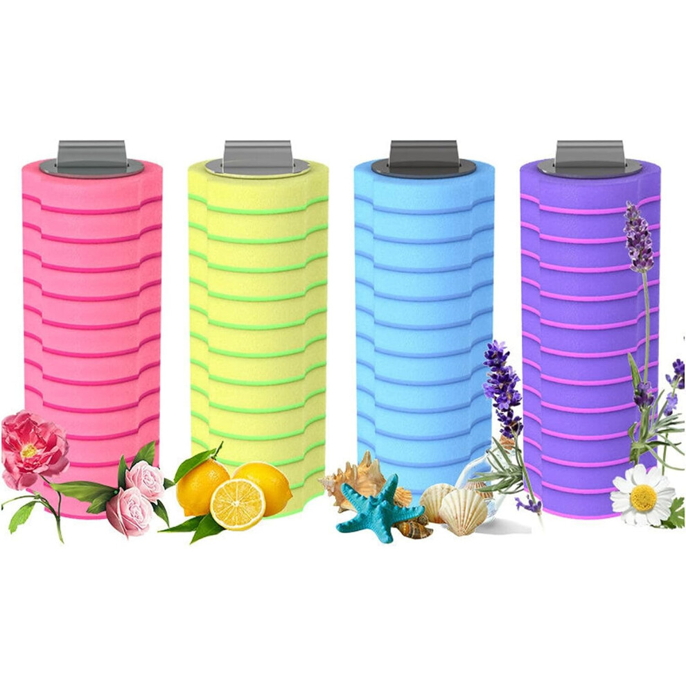 Disposable Toilet Brush Replacement Head with Four Scents: Navy, Lemon, Rose and Lavender, 10 Pieces Each, Total of 40 Replacement Heads