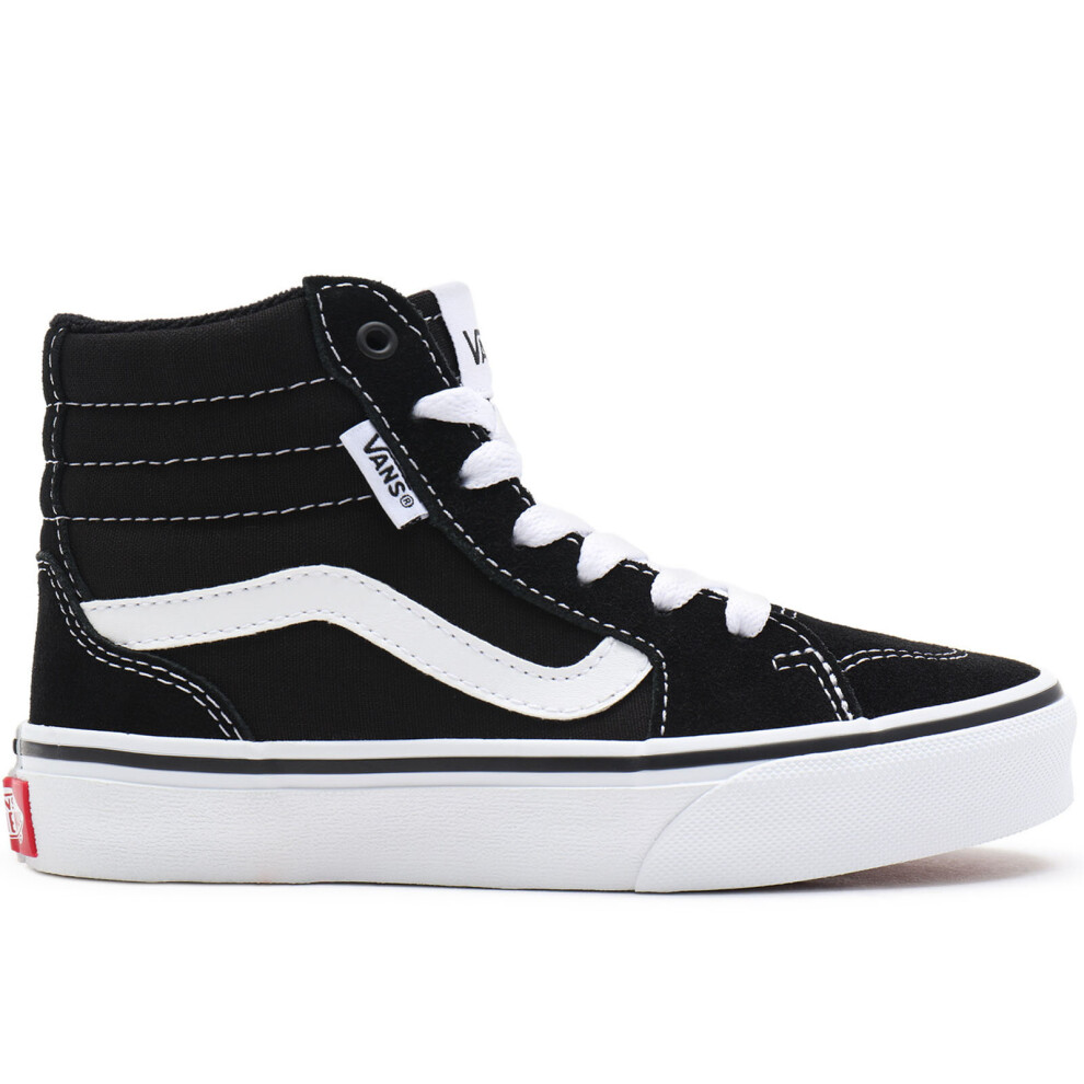 (4 UK, Black/White) Vans Kids Boys Filmore Hi High Top Lace Up Trainers Sneakers - Black/White