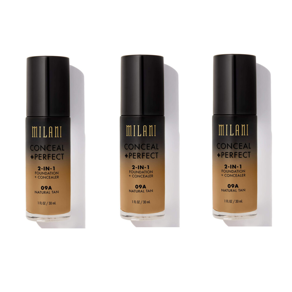 Milani Conceal And Perfect 2 In 1 Foundation + Concealer Natural Tan 30ml x3