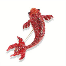 1pc Fish Rhinestones Brooch Pendant 3 For Men