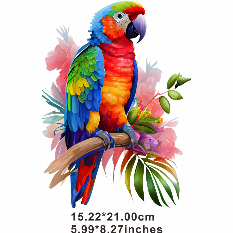 Colorful Parrot Creative Hand Painted Painting Iron On Heat Transfer Sticker For Men Heat Press Decals Heat Transfer For DIY Clothing T Shirts Masks J