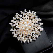 1pc Creative Pearl Brooches Pins Rhinestone Snowflakes Flower Accessories Wedding Party Gift For Men