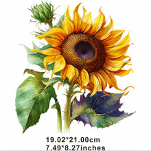 Sunflower Big Flowers Hand Painted Painting Hot Stamping Heat Transfer Sticker Heat Press Decals Heat Transfer For DIY Clothing T Shirts Masks Jeans B